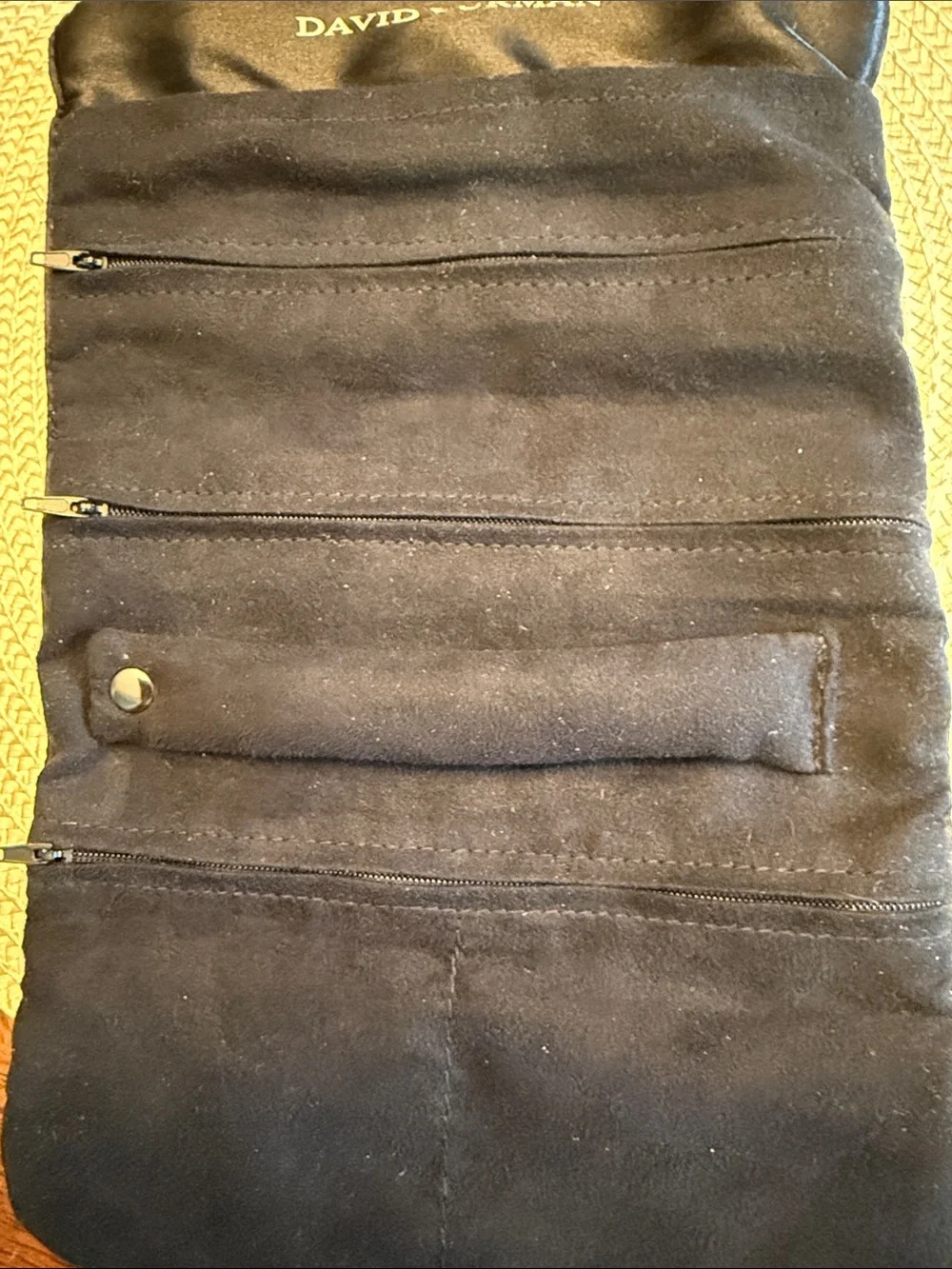David Yurman Black Drawstring Jewelry Roll with Multiple Zip Pockets - Picture 4 of 5